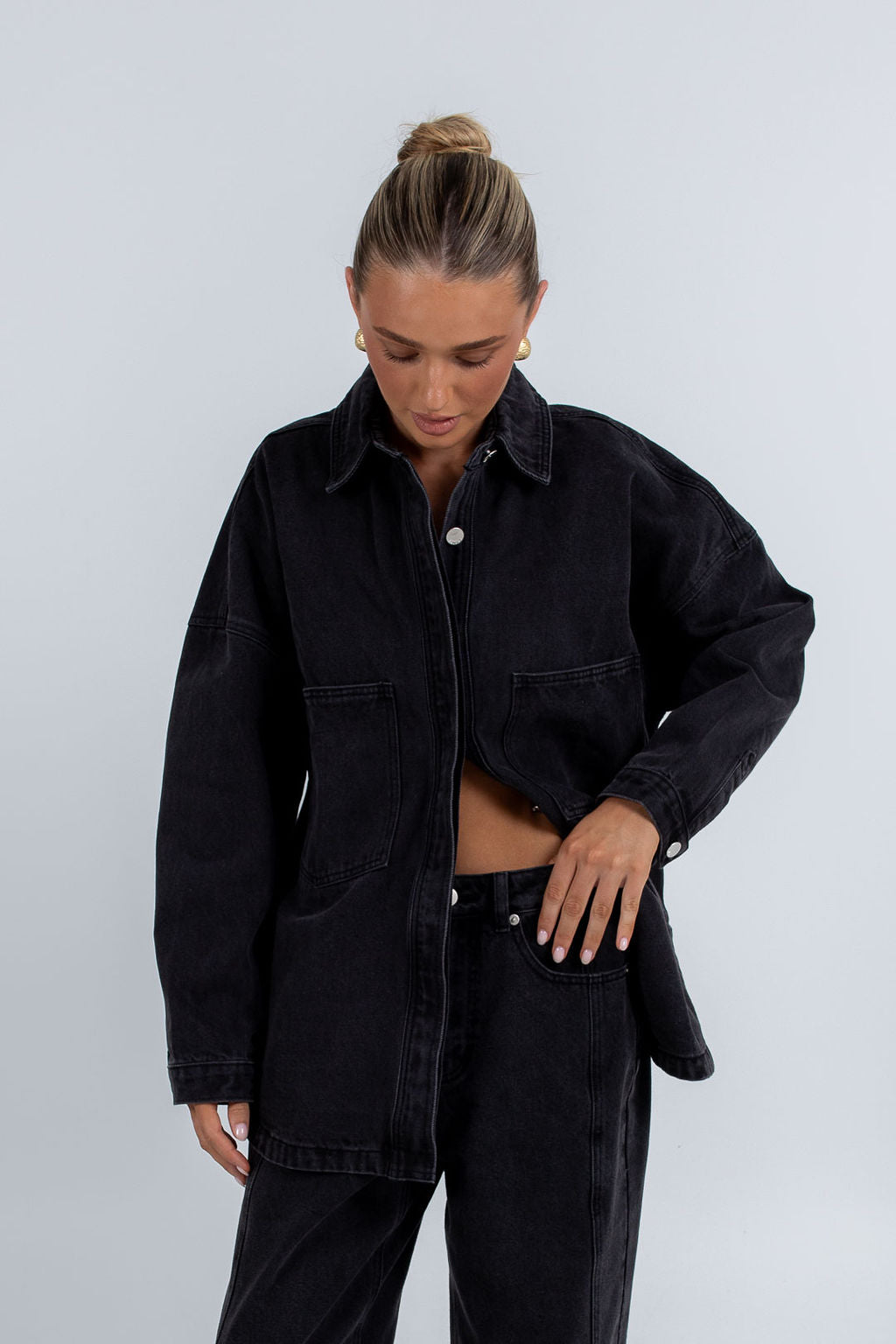 Janey Wide Leg Jeans Washed Black