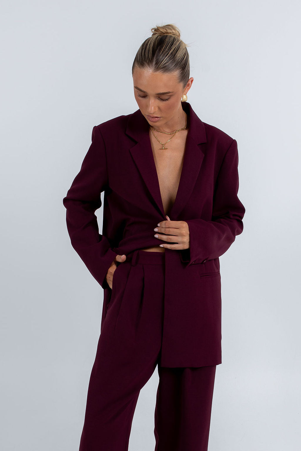Mayda Tailored Pants Burgundy