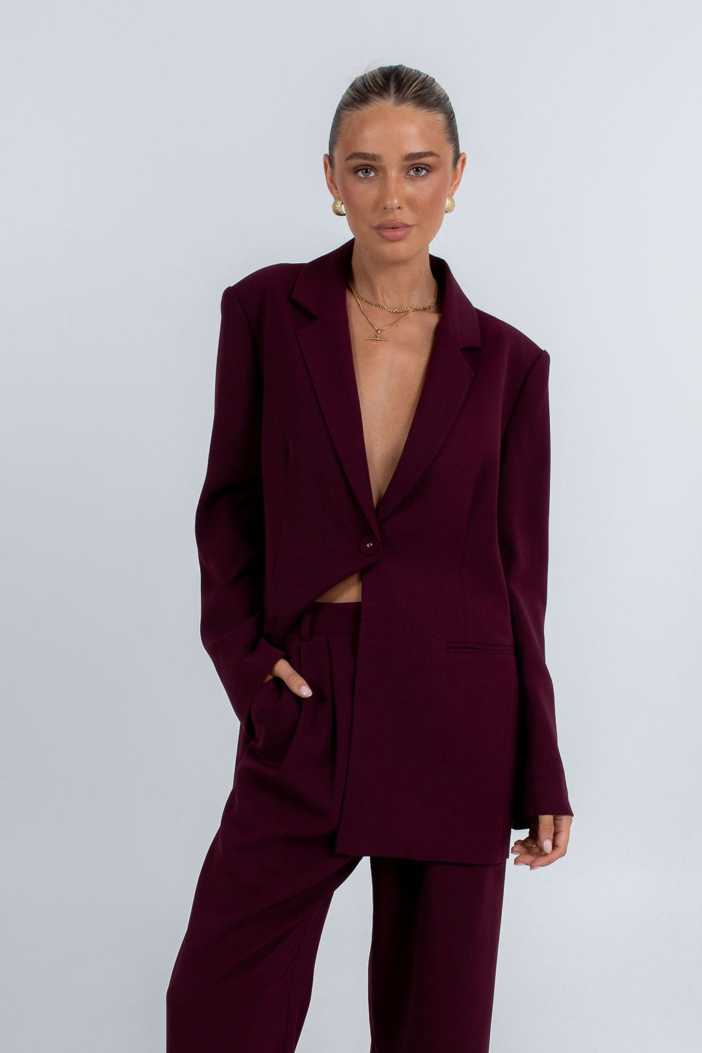 Mayda Tailored Pants Burgundy