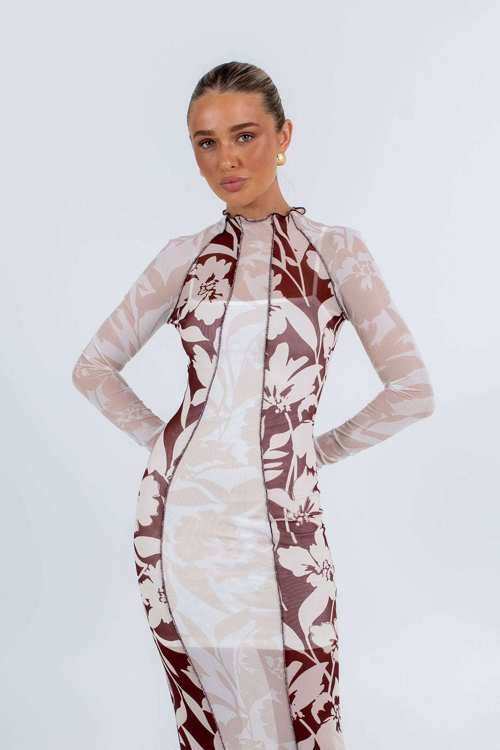 Rochelle Maxi Dress Beige Floral