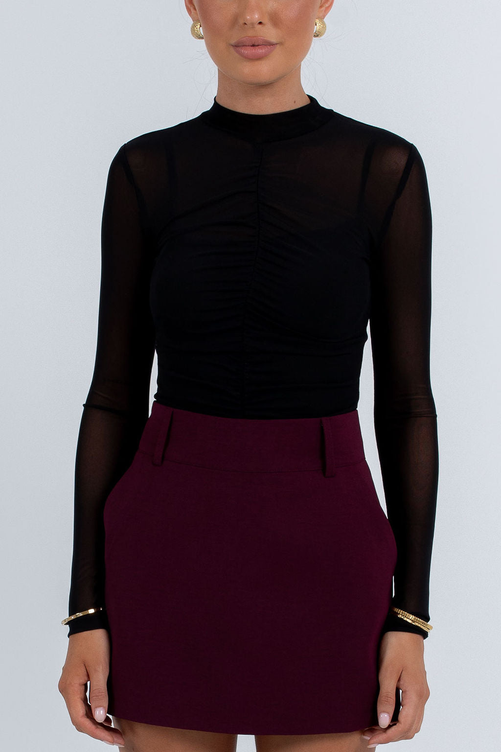 Jolie Mini Skirt Burgundy