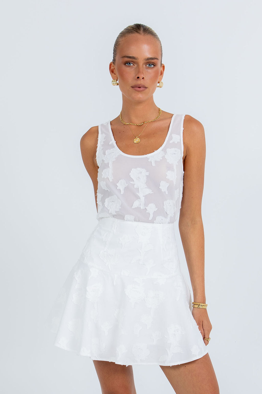 Dove Mini Lace Skirt White