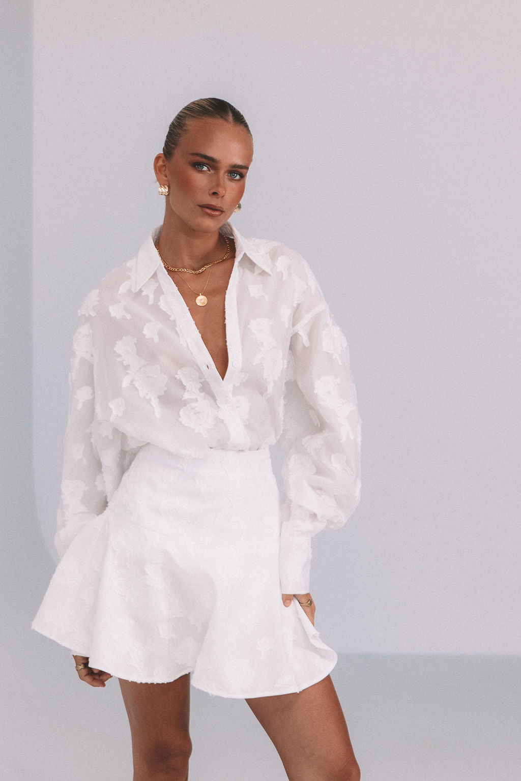 Davonne Lace Mini Skirt - White main image 0
