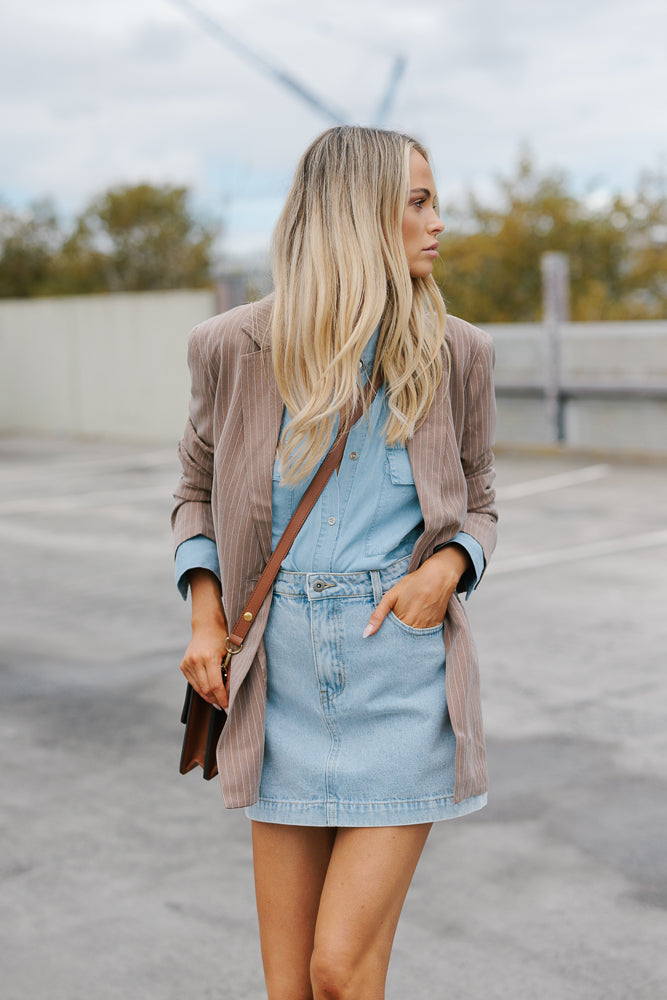 Eloise Blazer - Mocha Stripe