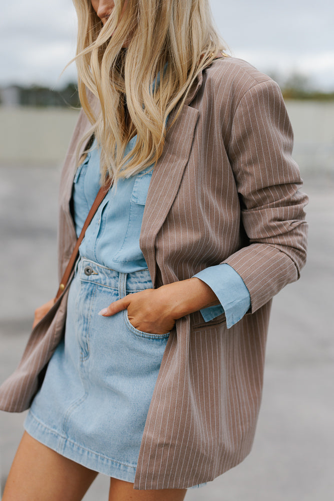 Eloise Blazer - Mocha Stripe