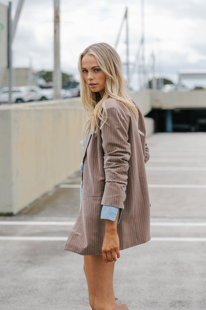 Eloise Blazer - Mocha Stripe