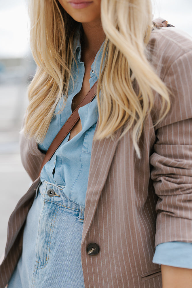 Eloise Blazer - Mocha Stripe