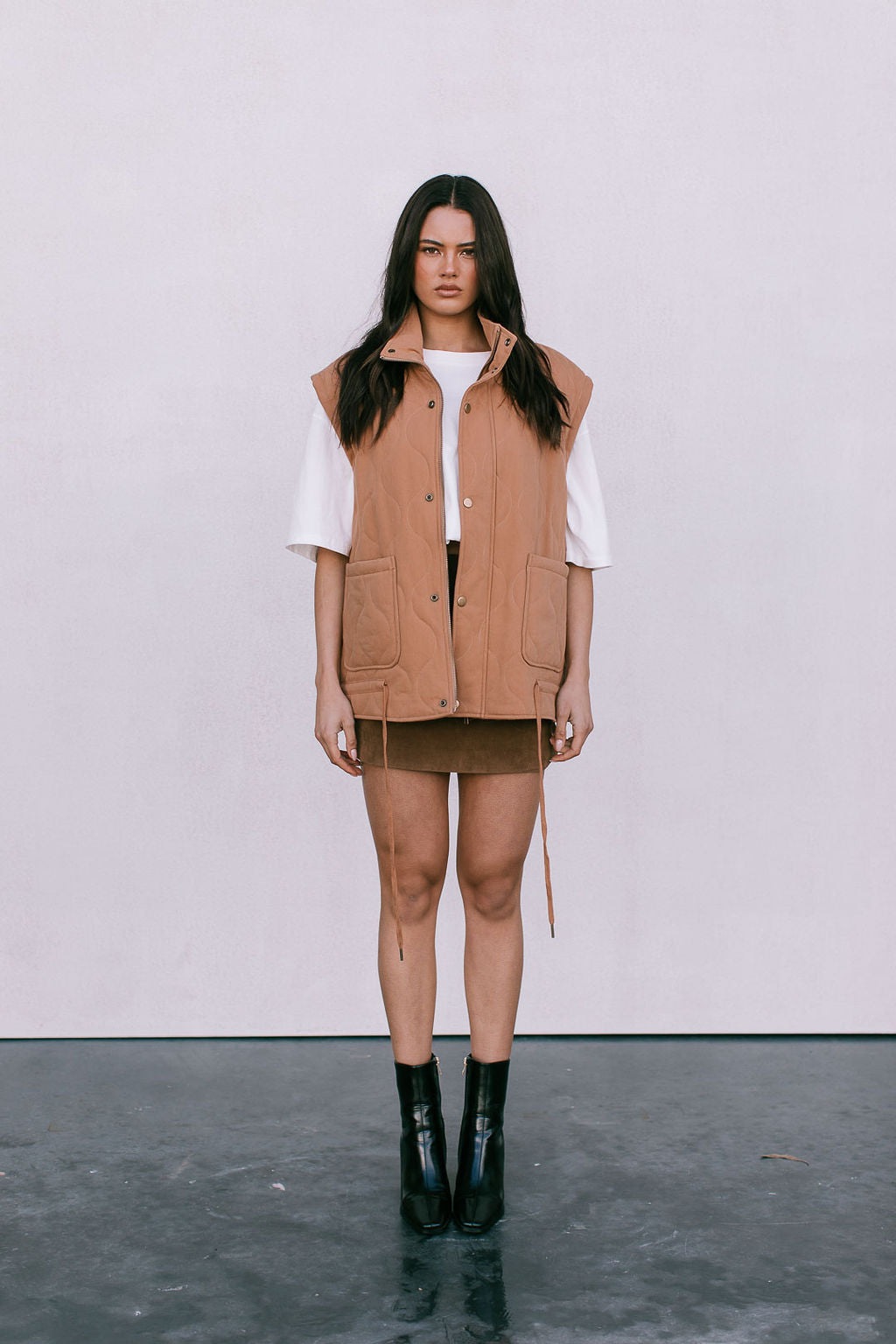 Zeta Quilted Vest - Caramel