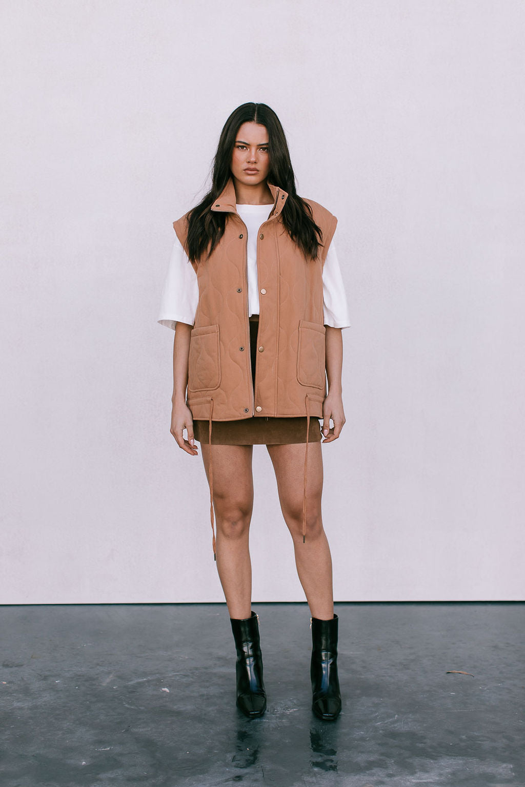 Zeta Quilted Vest - Caramel