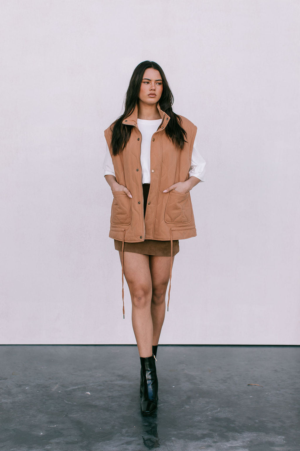 Zeta Quilted Vest - Caramel