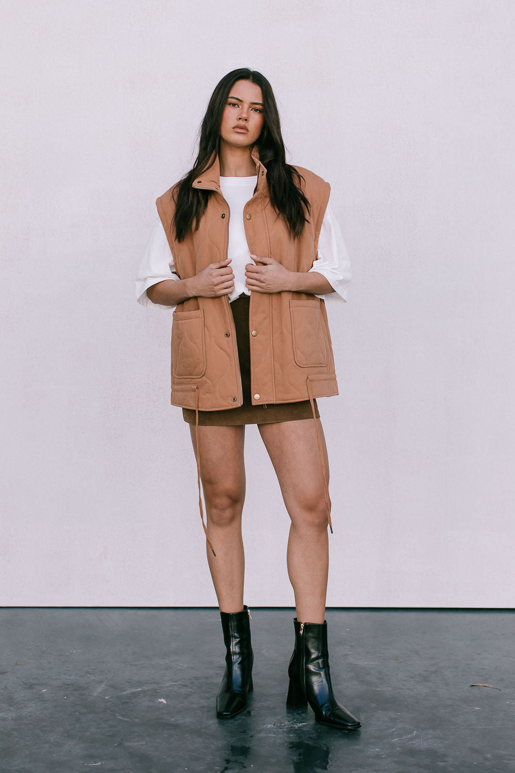 Zeta Quilted Vest - Caramel