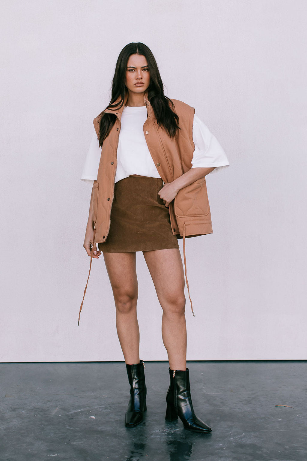 Zeta Quilted Vest - Caramel