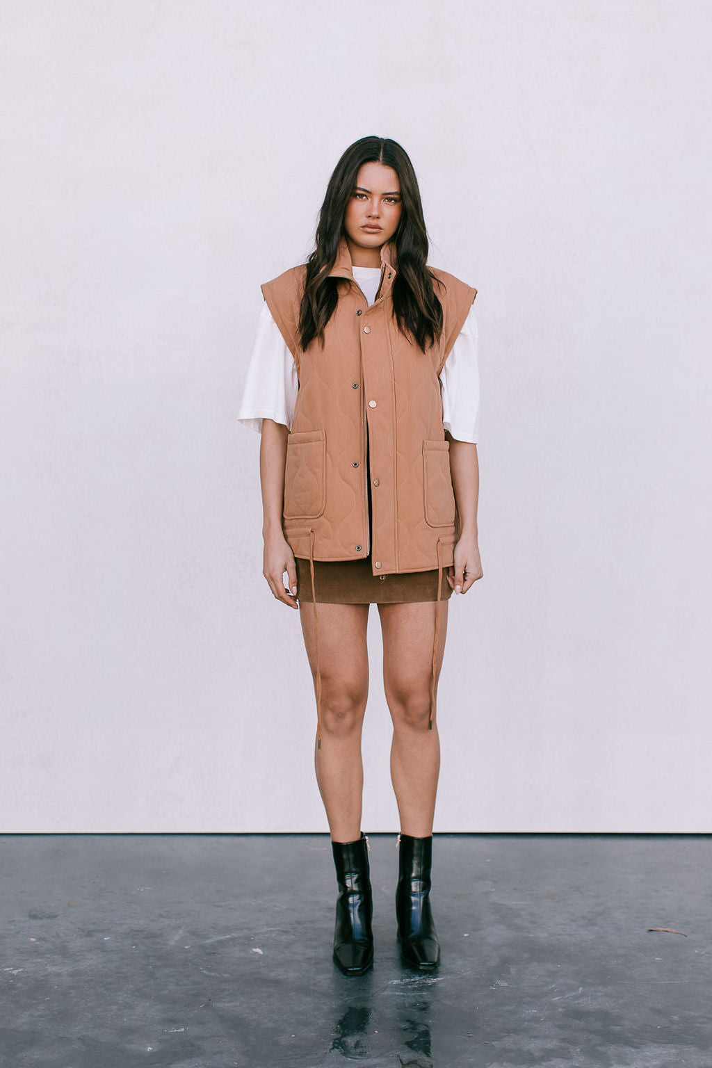 Zeta Quilted Vest - Caramel