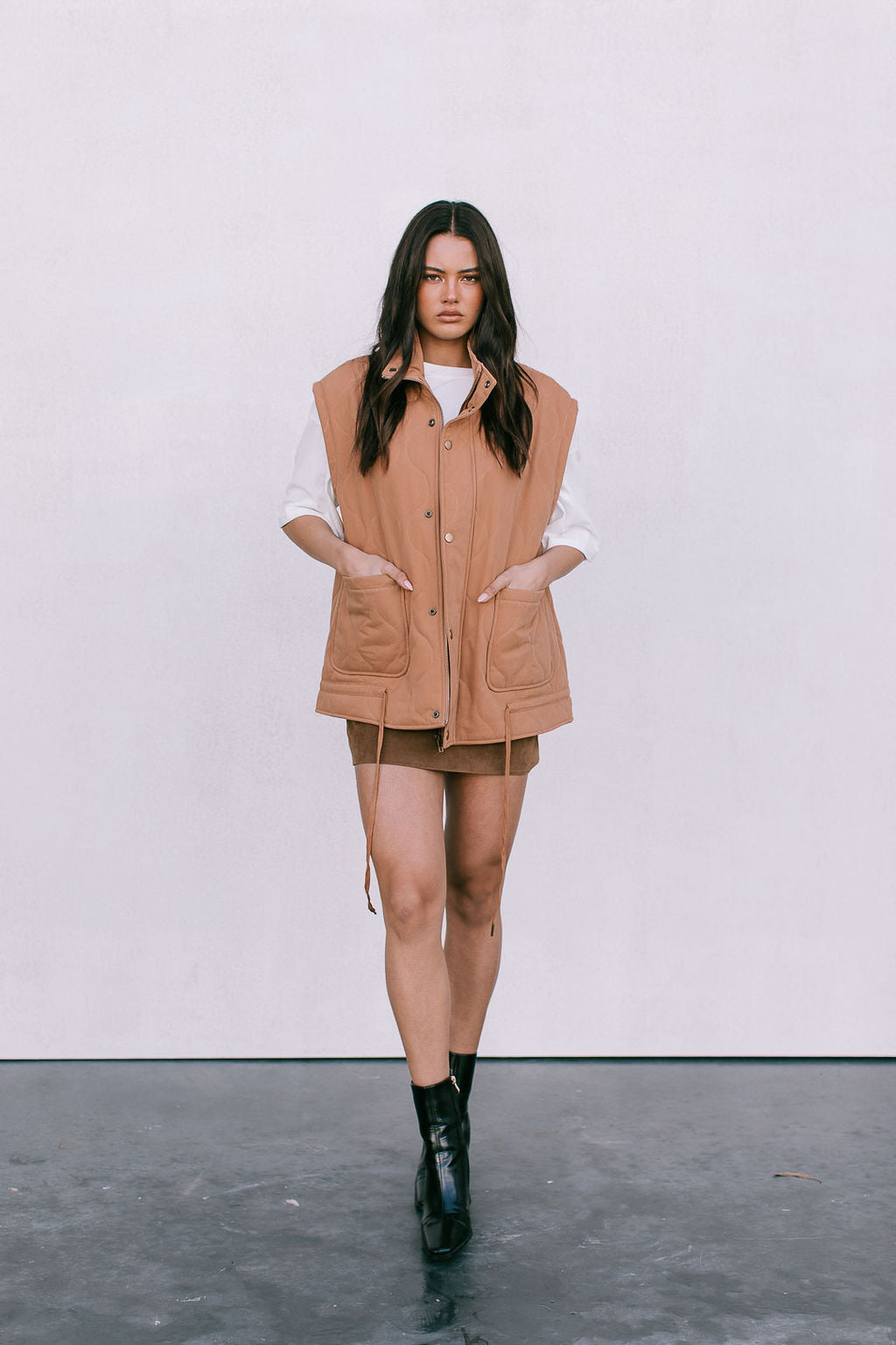 Zeta Quilted Vest - Caramel