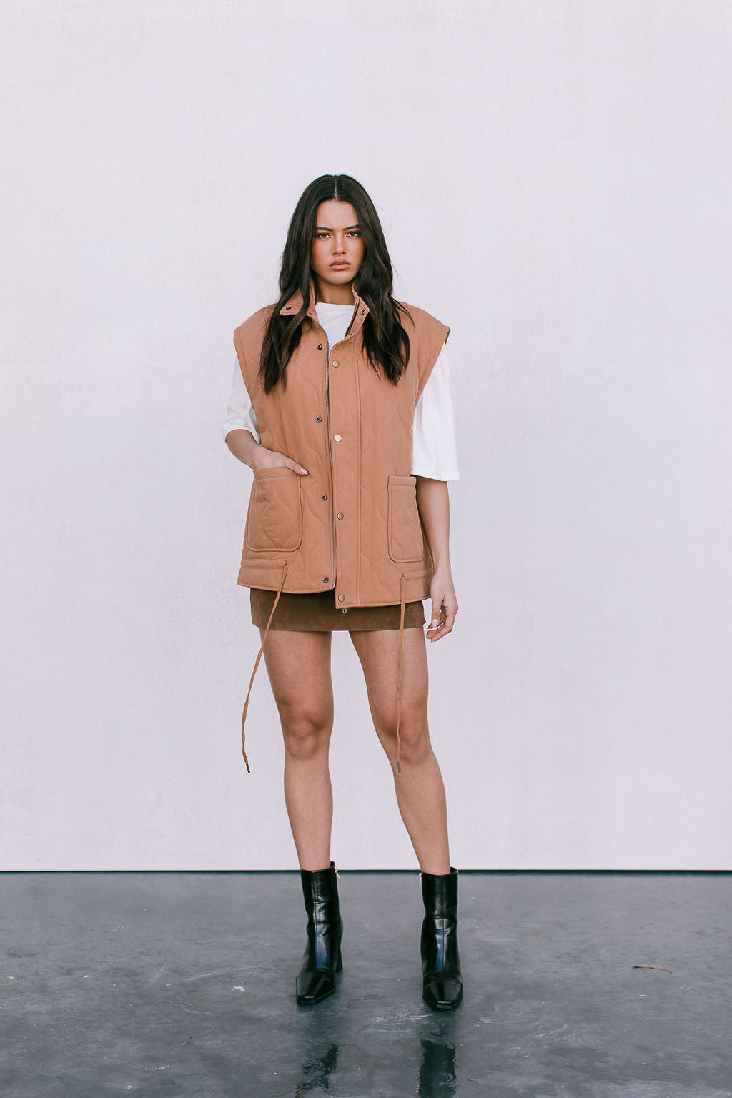 Zeta Quilted Vest - Caramel
