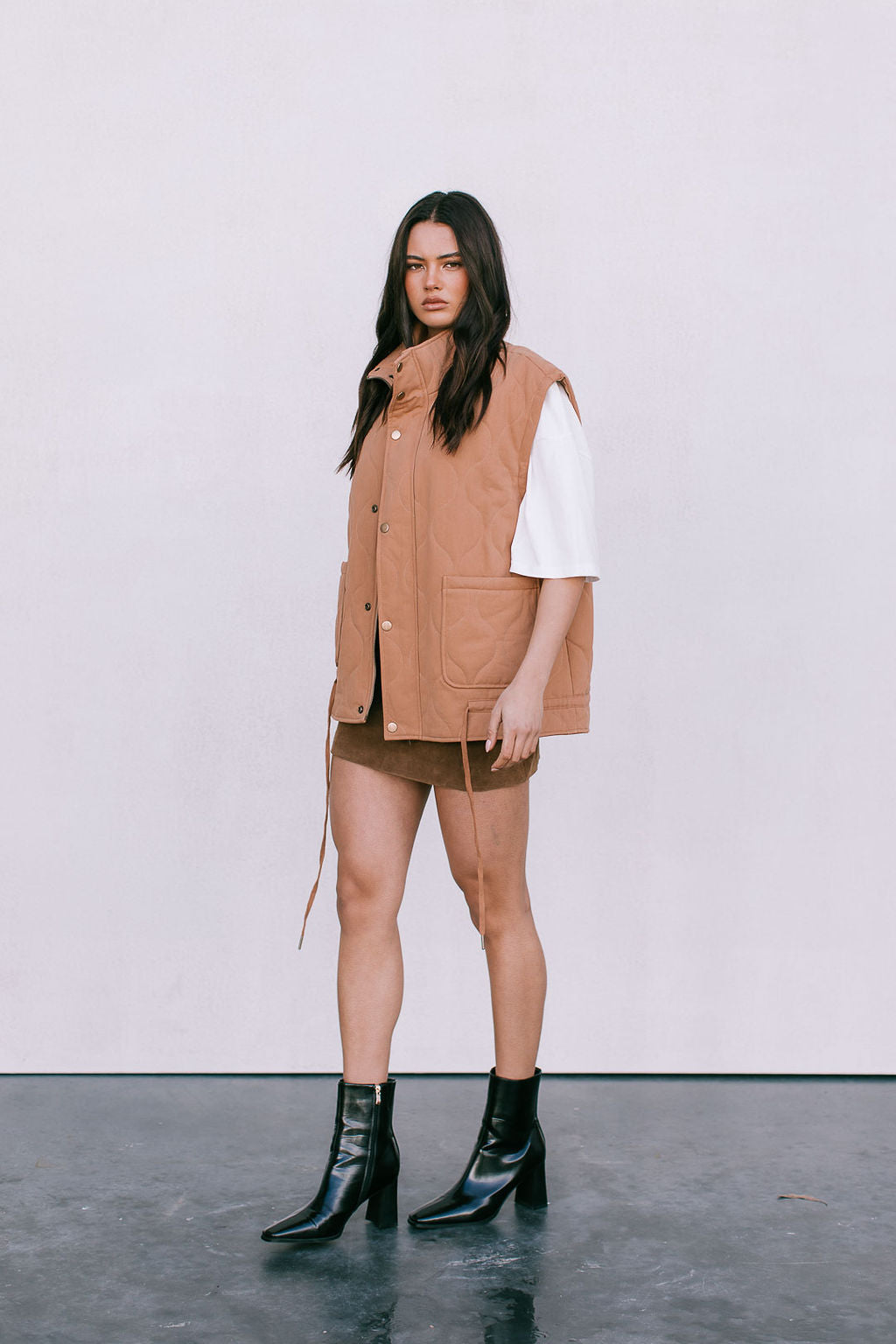 Zeta Quilted Vest - Caramel