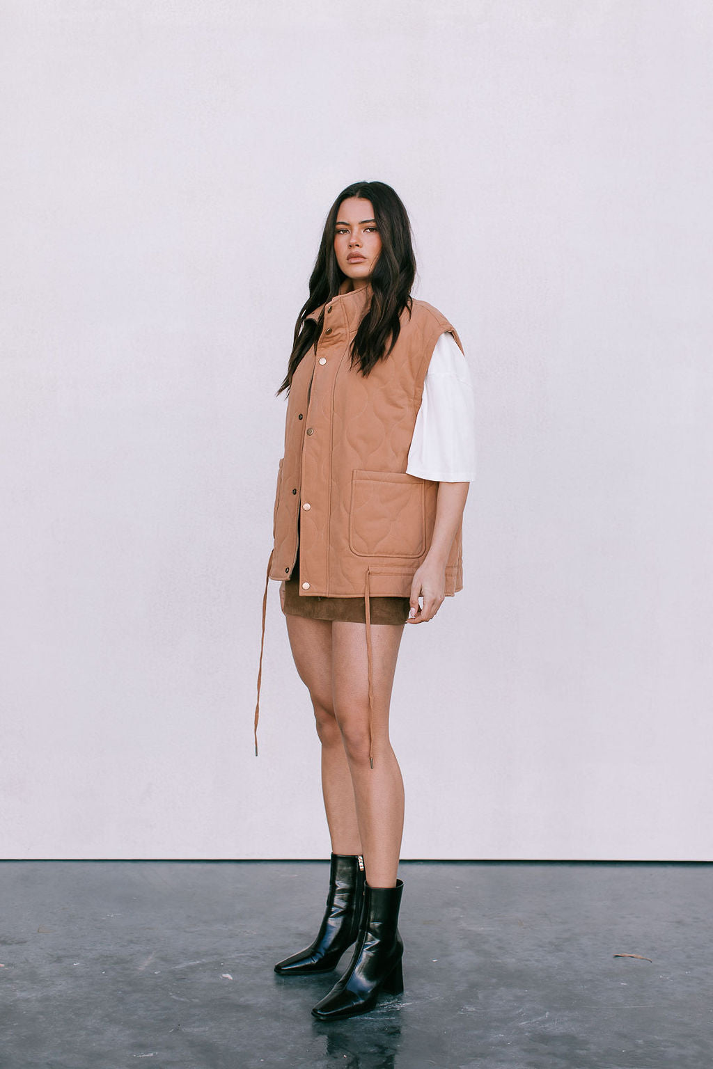 Zeta Quilted Vest - Caramel