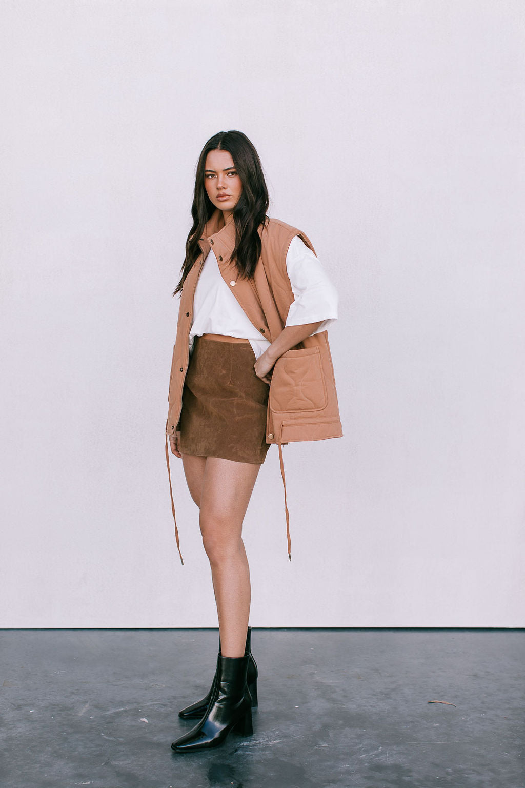 Zeta Quilted Vest - Caramel