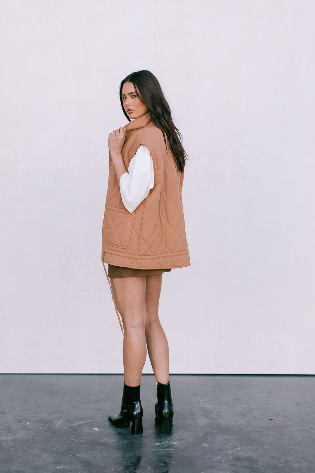 Zeta Quilted Vest - Caramel