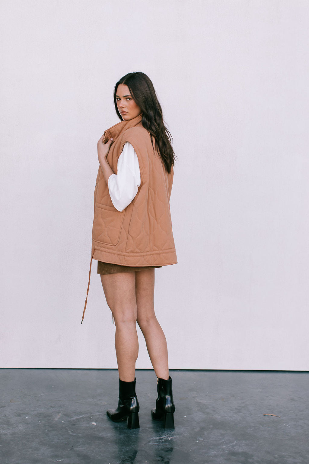 Zeta Quilted Vest - Caramel