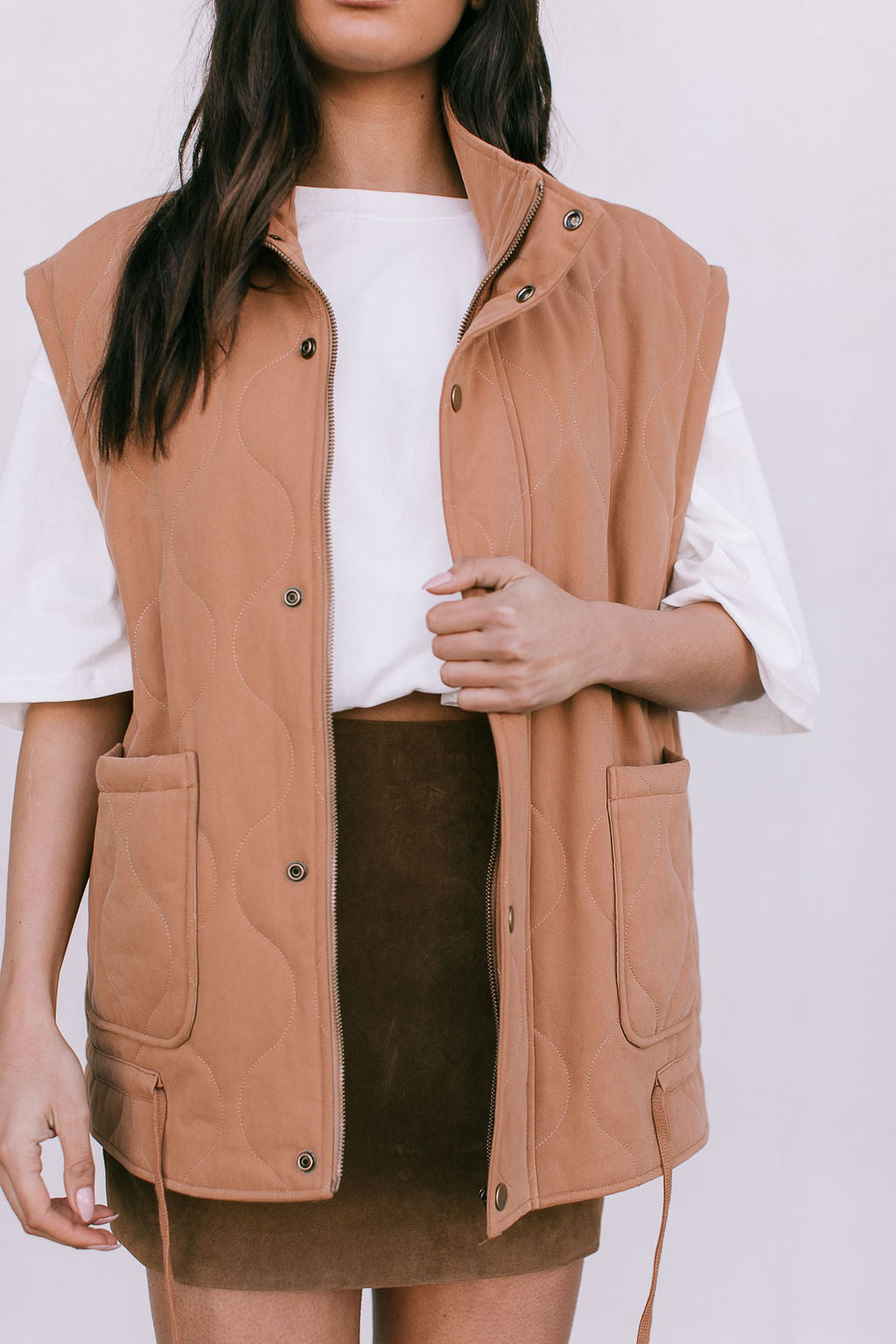 Zeta Quilted Vest - Caramel