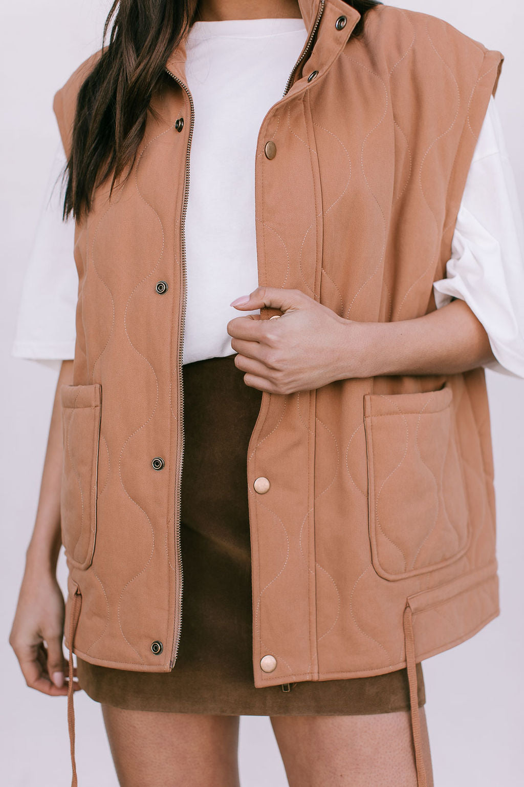 Zeta Quilted Vest - Caramel