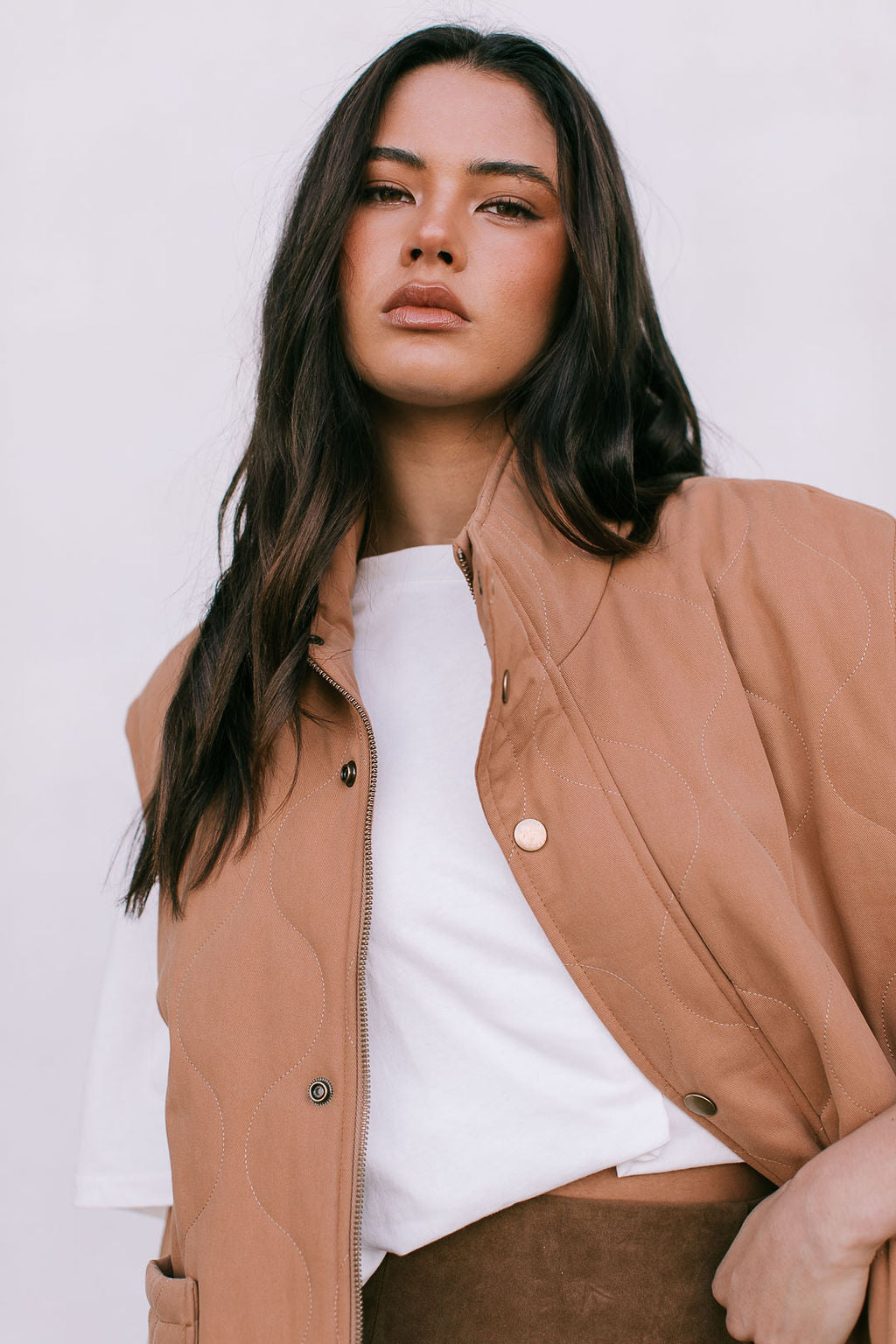 Zeta Quilted Vest - Caramel