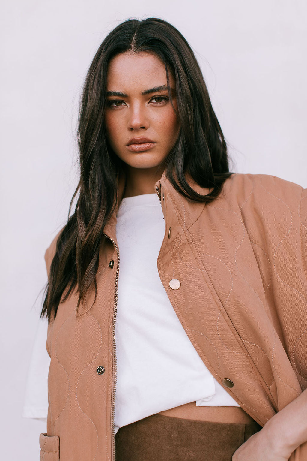 Zeta Quilted Vest - Caramel
