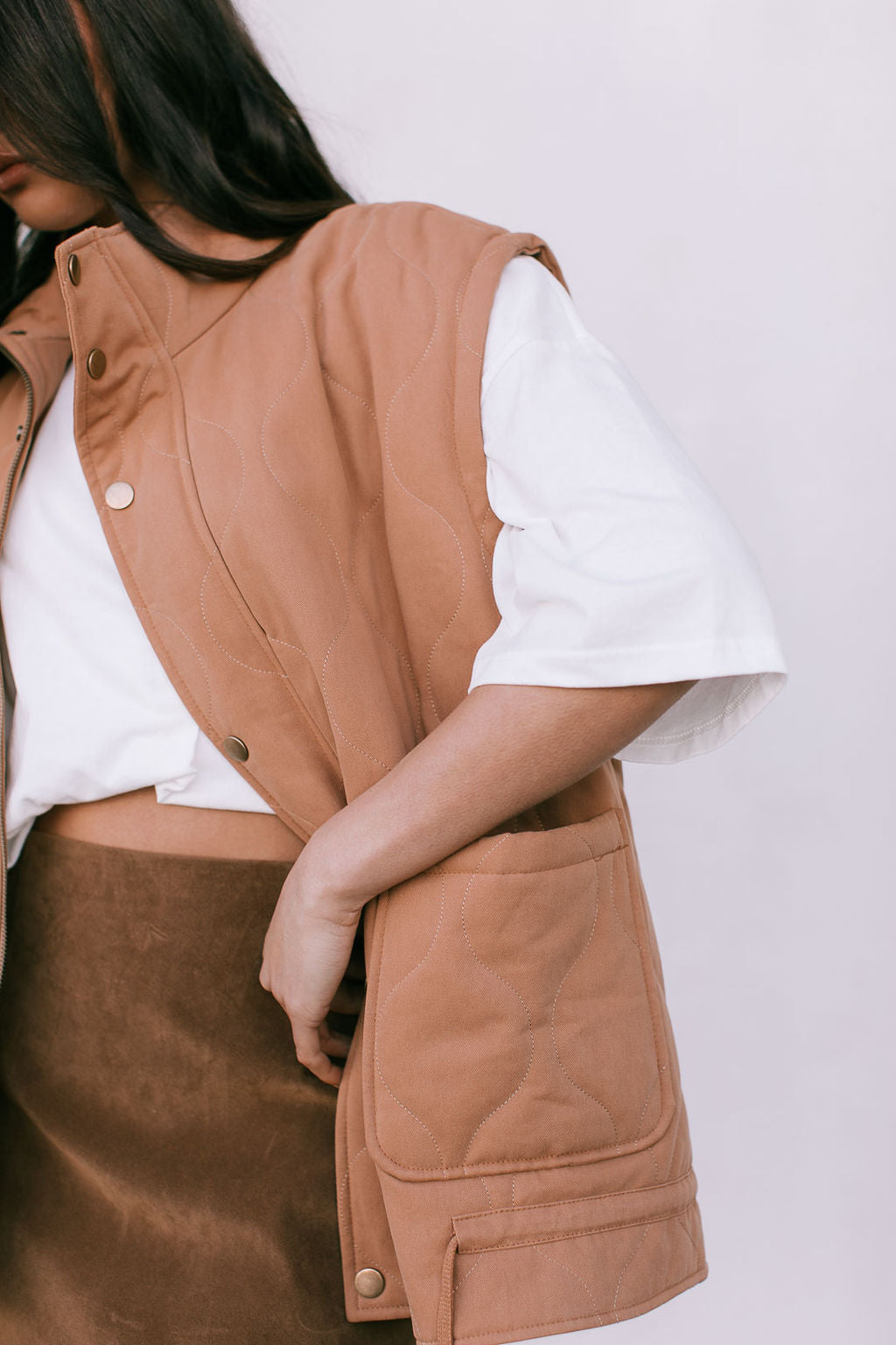 Zeta Quilted Vest - Caramel