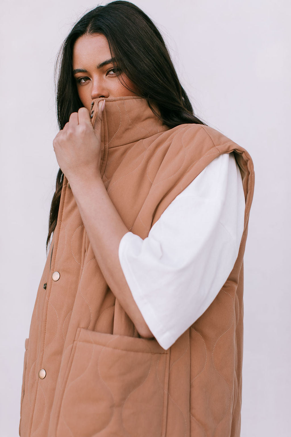Zeta Quilted Vest - Caramel