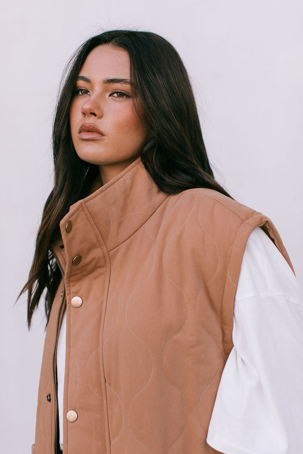 Zeta Quilted Vest - Caramel