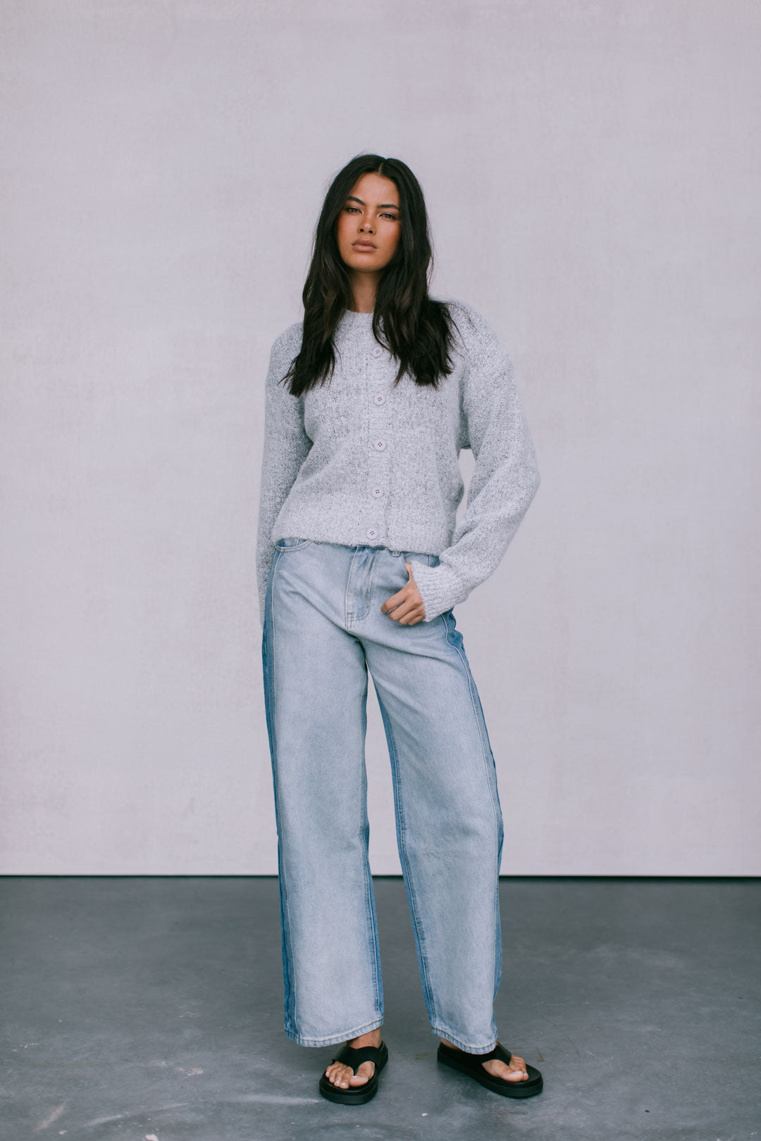Harriet Knit Cardigan - Ice Grey Marle