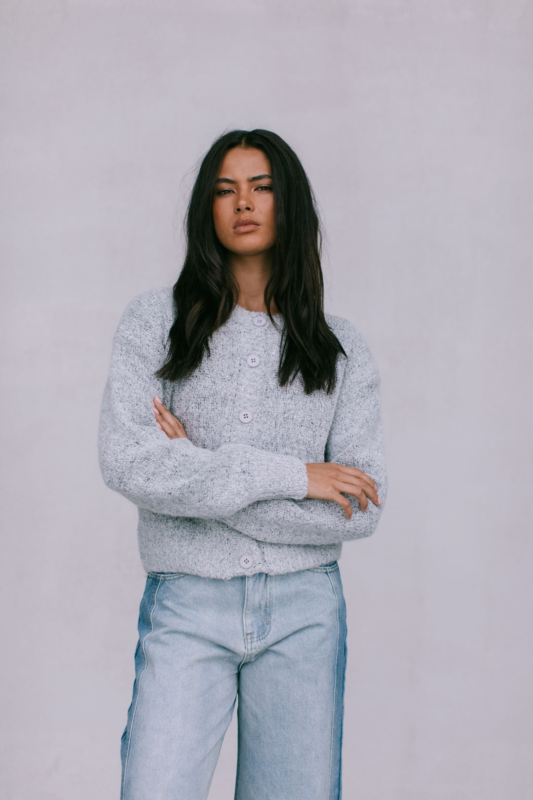 Harriet Knit Cardigan - Ice Grey Marle