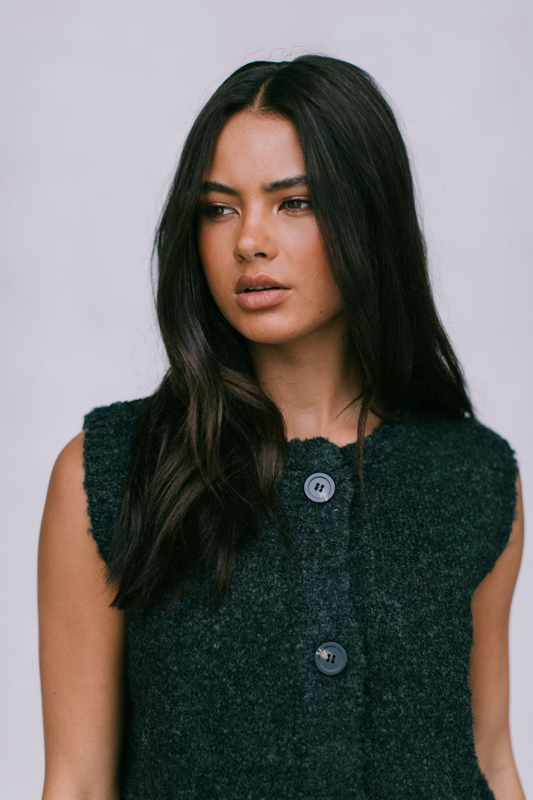 Nadia Knit Vest - Black Marle