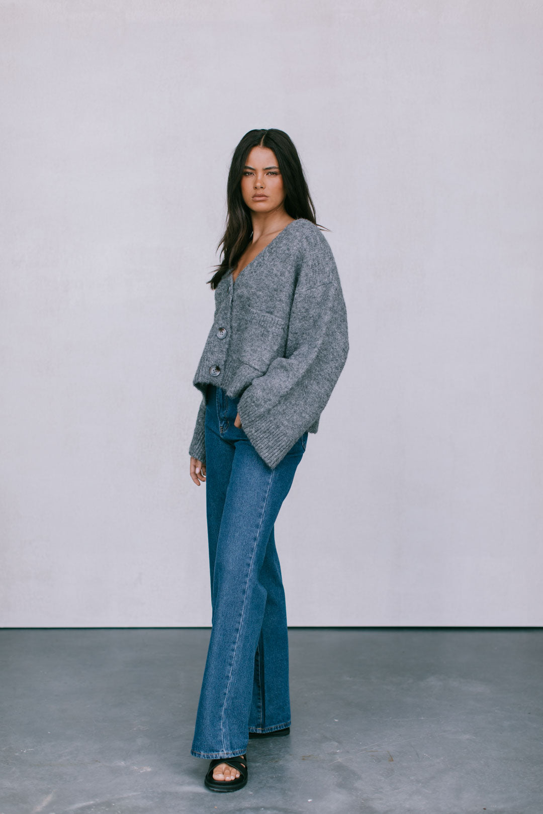 Imogen Cardigan - Charcoal Marle