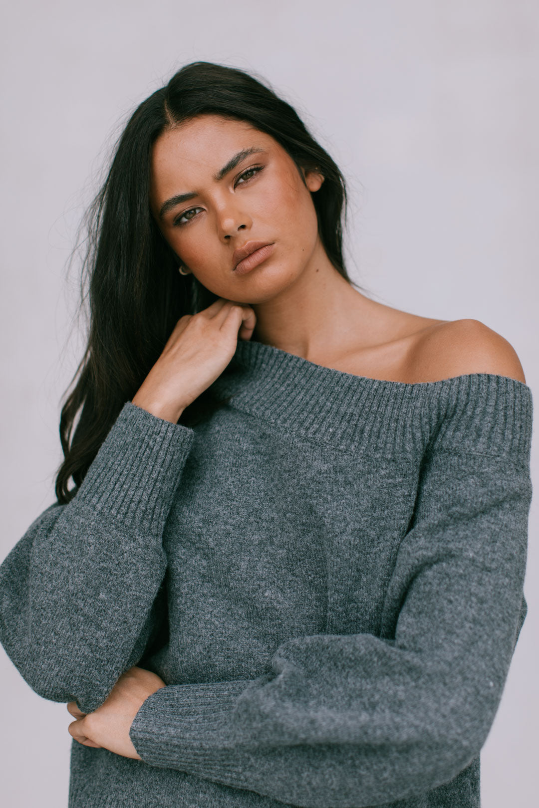 Omerson Knit Jumper - Charcoal Grey Marle