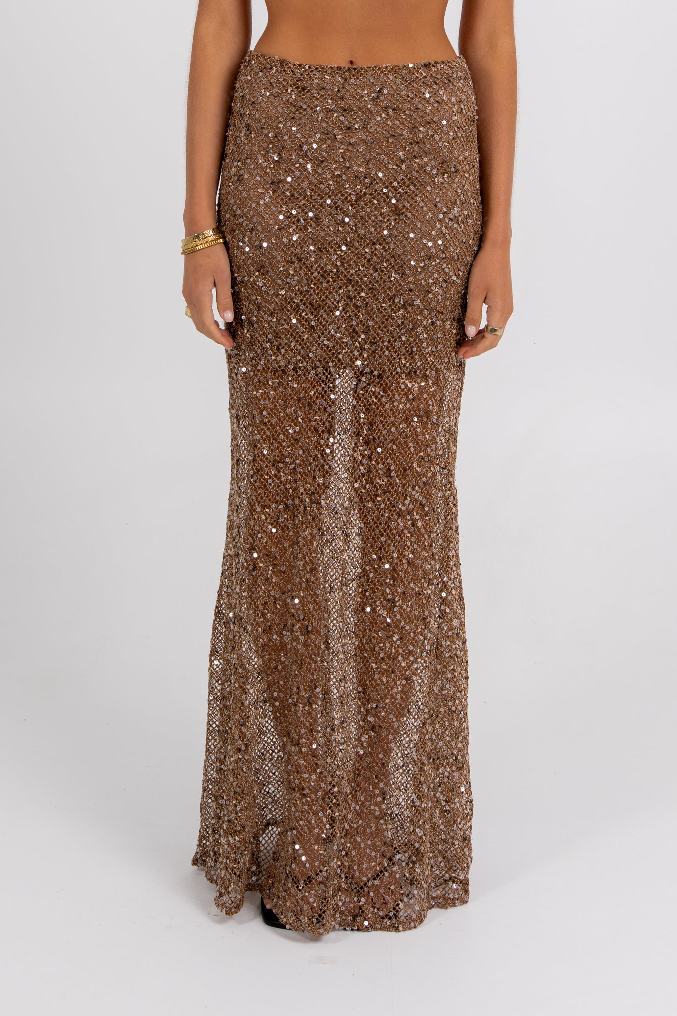 Giada Sequin Maxi Skirt Mocha