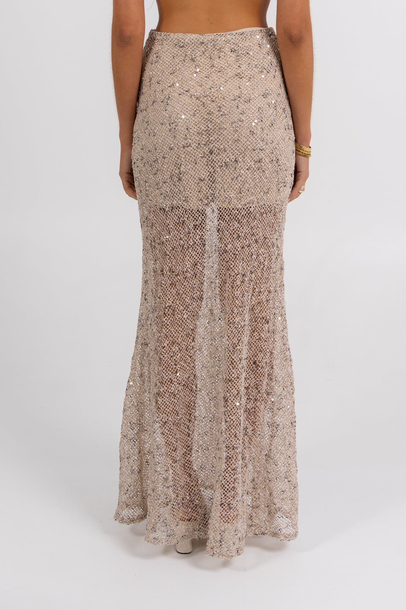 Giada Sequin Maxi Skirt Beige