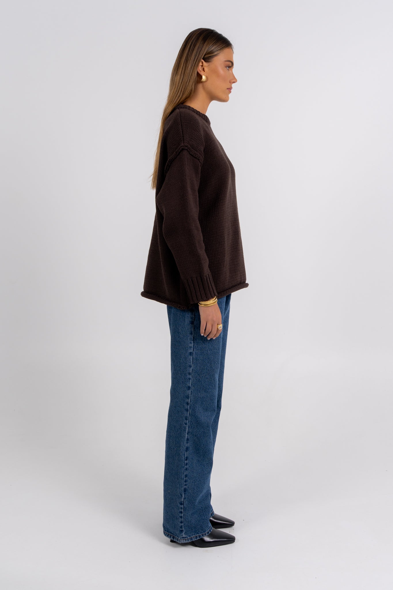 Zara Knit Jumper Deep Chocolate