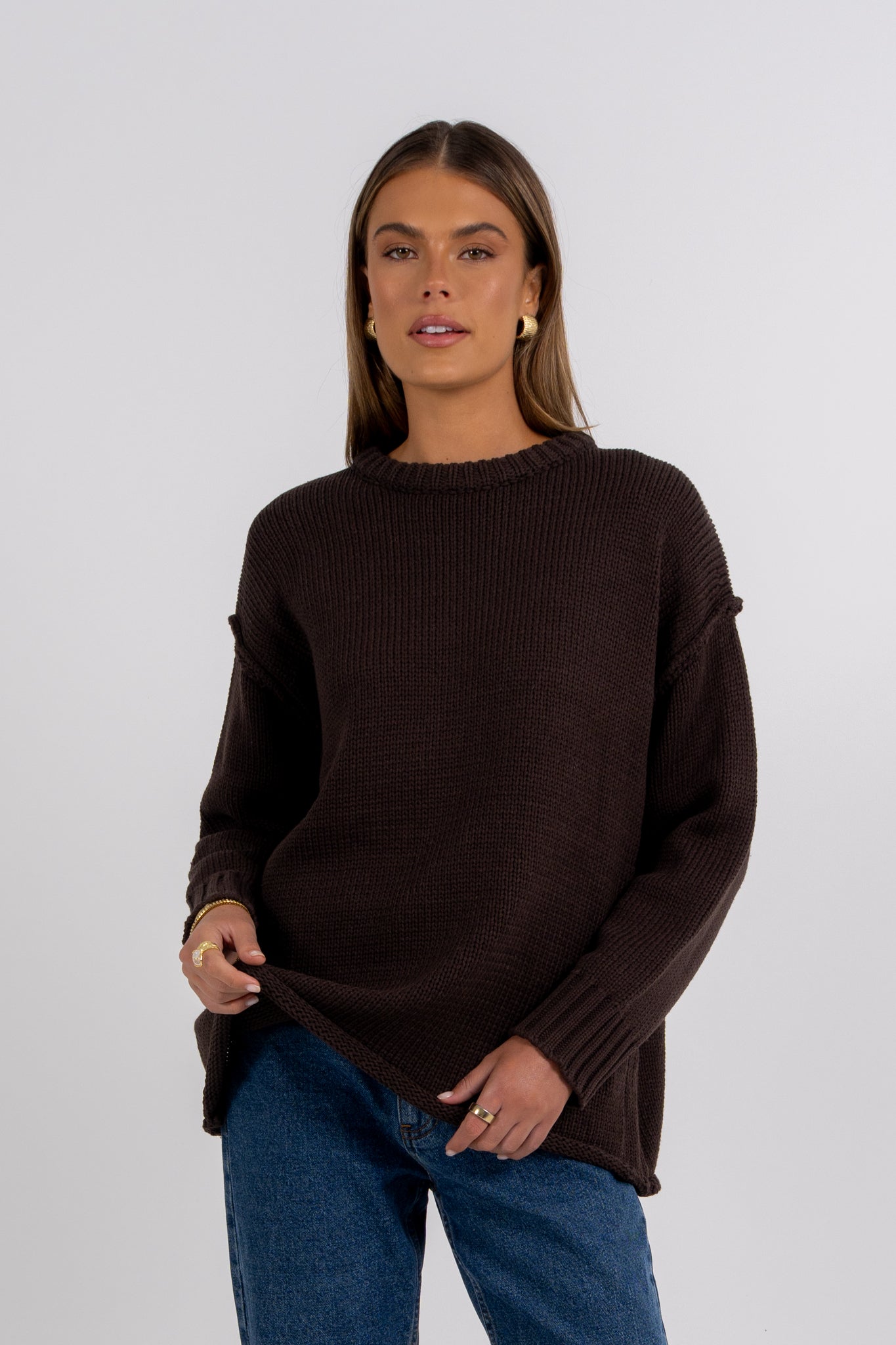 Zara Knit Jumper Deep Chocolate