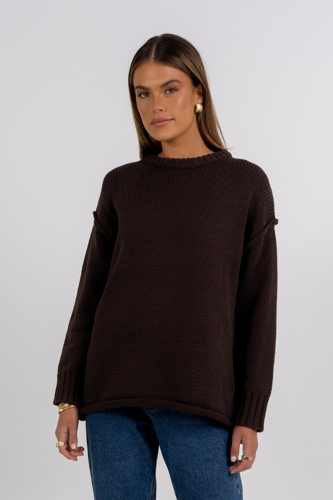 Zara Knit Jumper Deep Chocolate