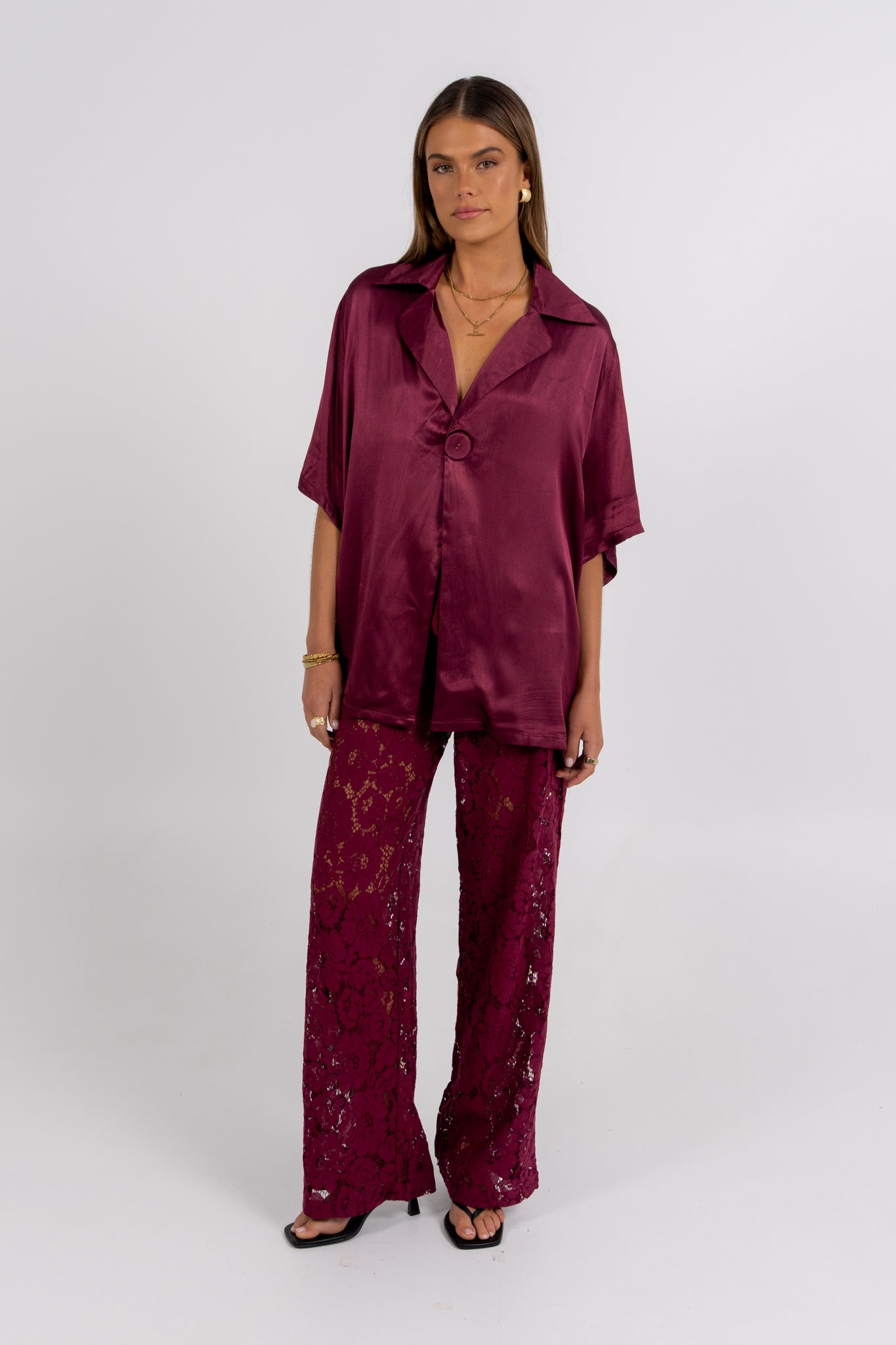 Ilsuo Pants Burgundy Lace
