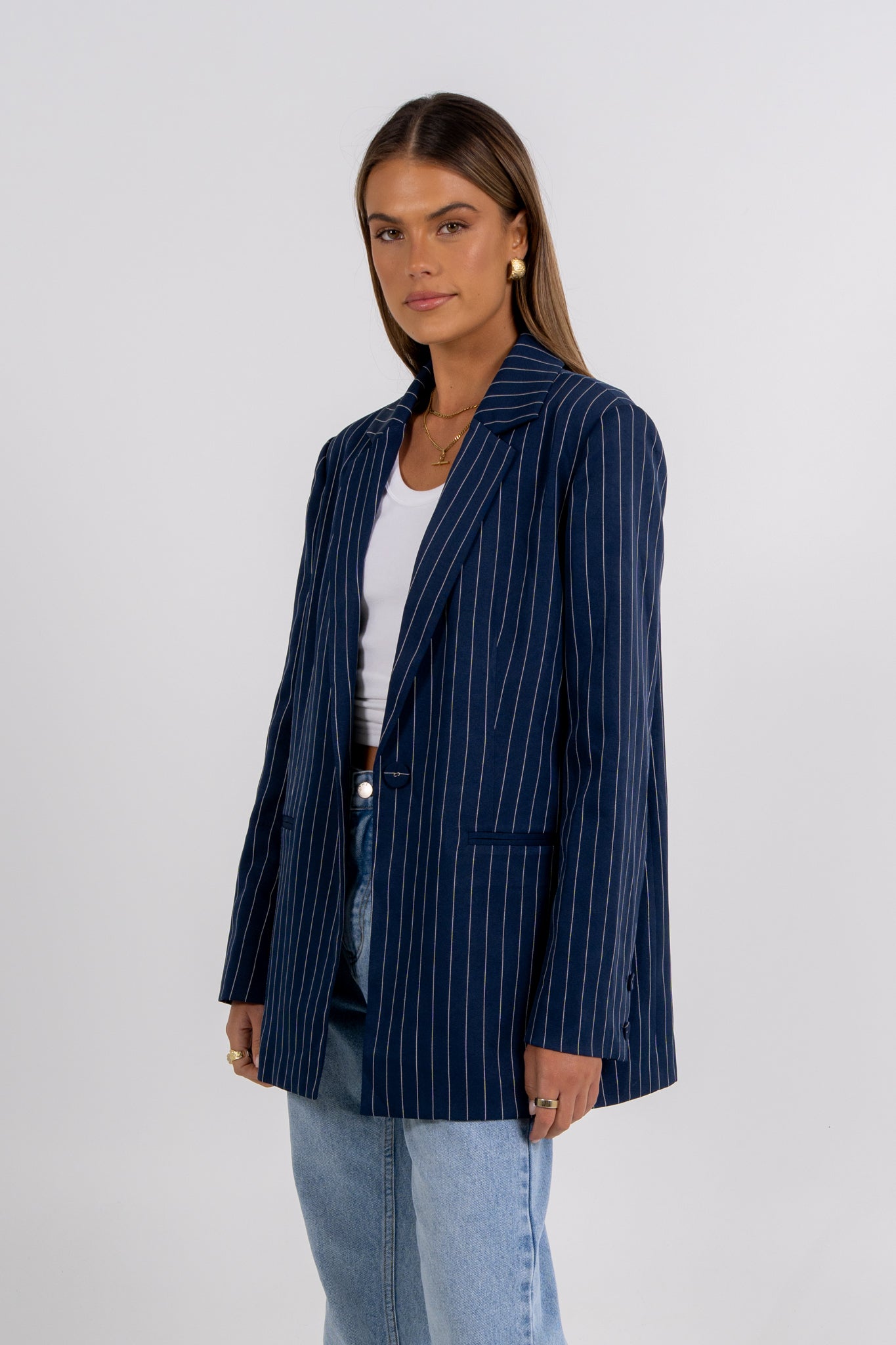 Quade Blazer Navy Pinstripe