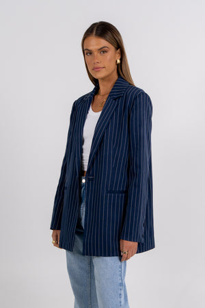 Quade Blazer Navy Pinstripe
