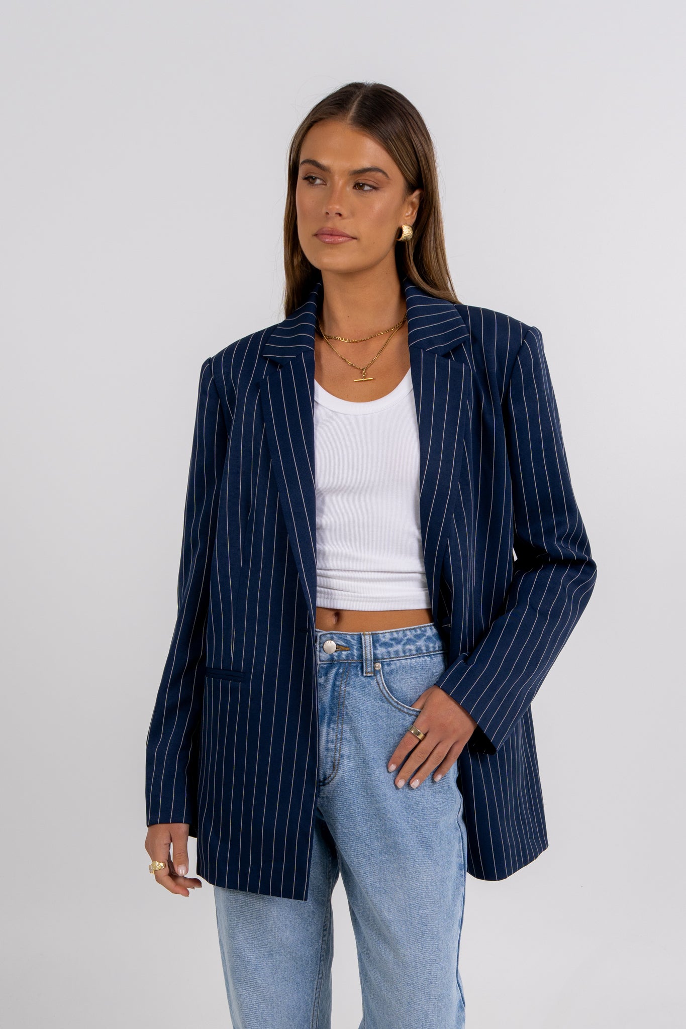 Quade Blazer Navy Pinstripe