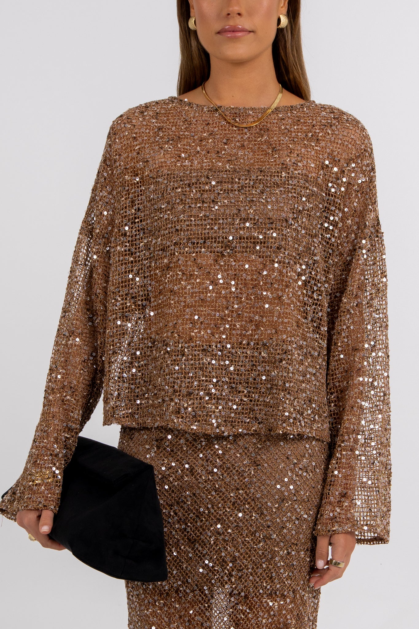 Mae Sequin Top Mocha