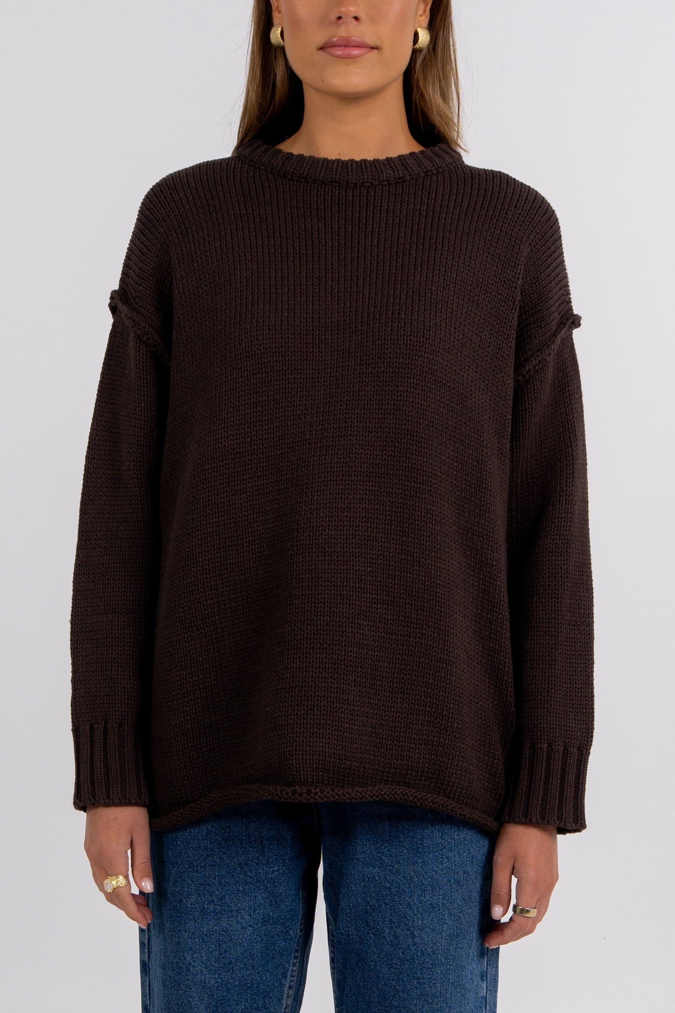 Zara Knit Jumper Deep Chocolate