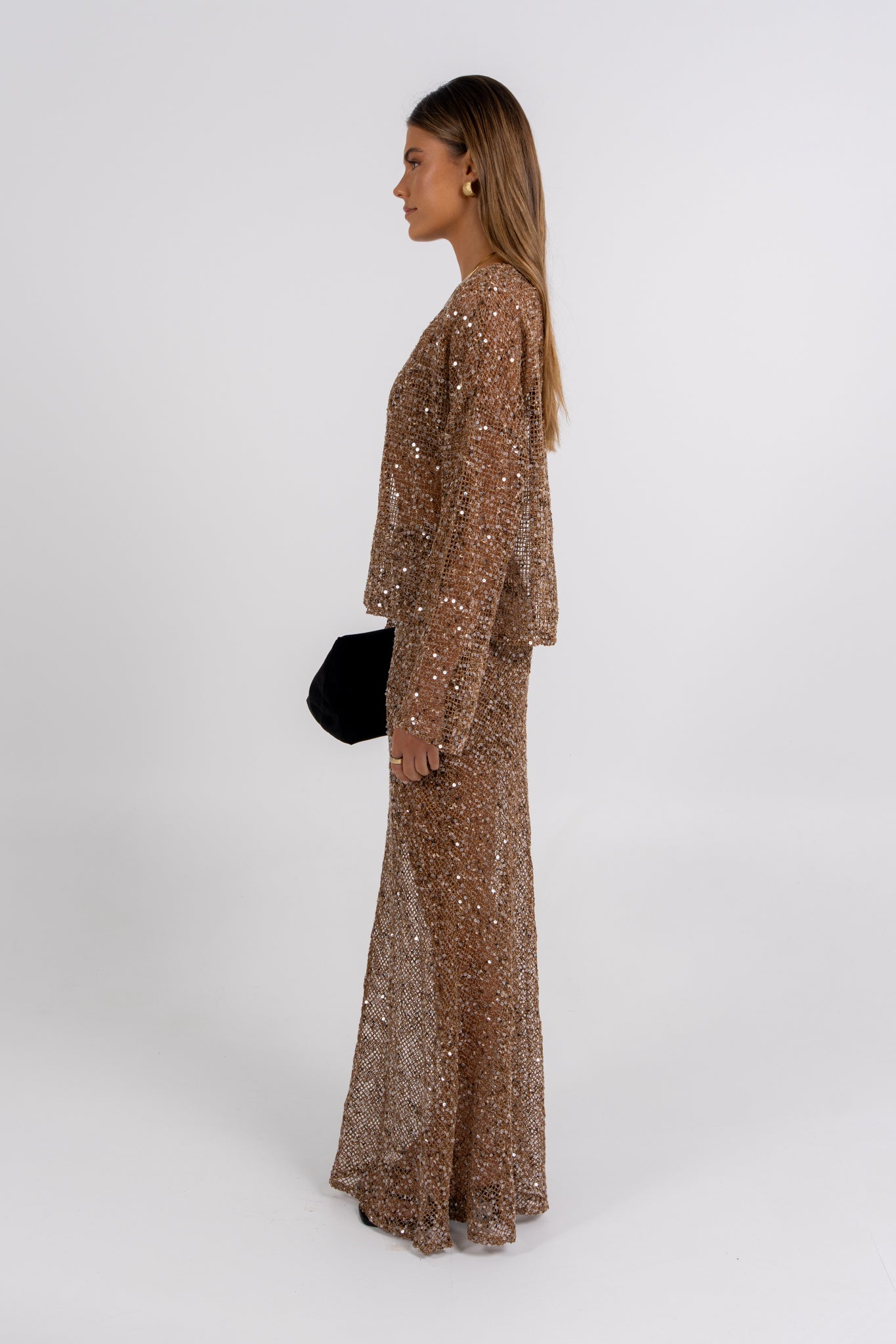 Giada Sequin Maxi Skirt Mocha