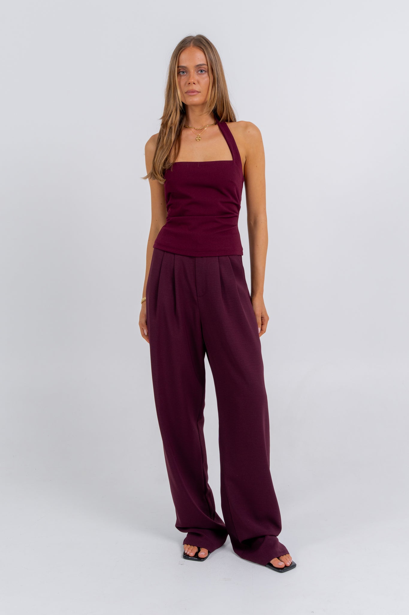 Rilee Halter Top Burgundy