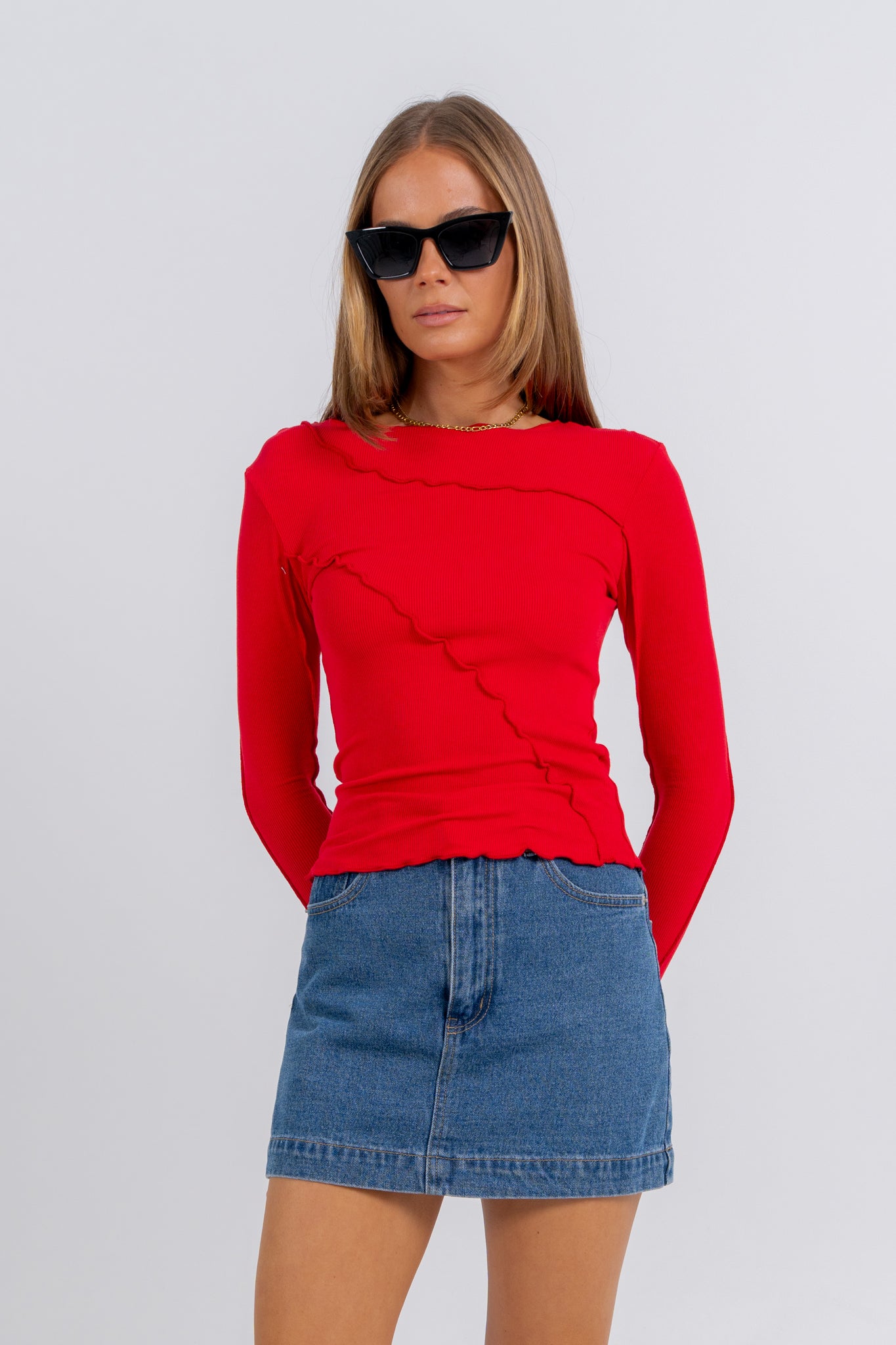 Nicka Long Sleeve Top Red